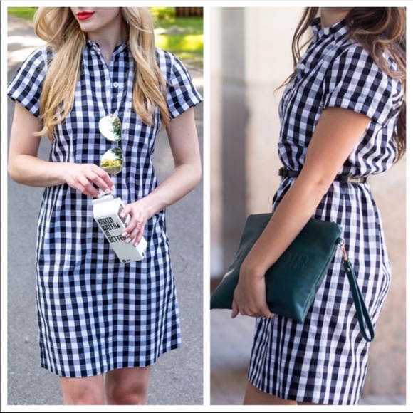 J. Crew Dresses & Skirts - J. Crew Gingham Black & White Shirt Dress Small